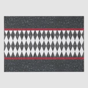 Papel De Seda Clássico Black White Harlequin Diamond Argyle