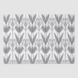 Papel De Seda Clássico preto e branco Deco Padrão Floral Chic