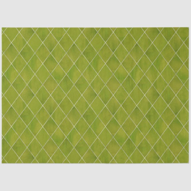 Papel De Seda Clássico Verde Velvet Argyle Padrão Luxo (Frente )