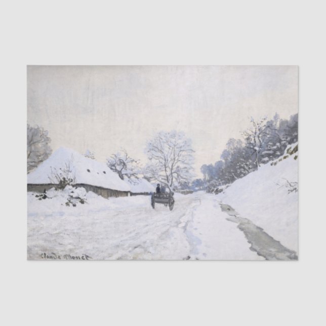 Papel De Seda Claude Monet - Carrinho na Estrada de Neve em Honf (Frente )