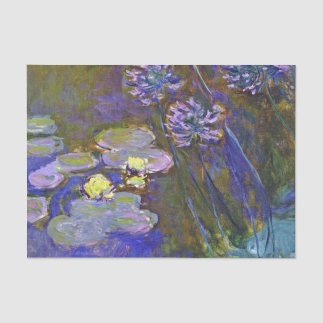Papel De Seda Claude Monet Lírios de Água Agapanthus Arte Vintag (Frente )