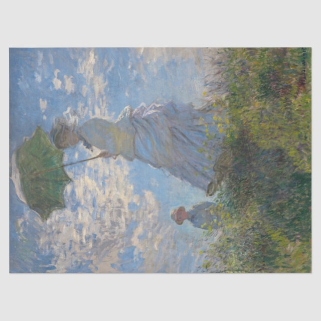 Papel De Seda Claude Monet Mulher com um Guarda-Sol Arte Fina (Frente )