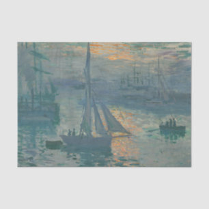 Papel De Seda Claude Monet Nascer do Sol Marinho Barco de Vela I