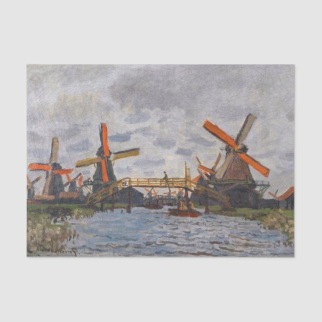 Papel De Seda Claude Monet - Windmills near Zaandam (Frente )
