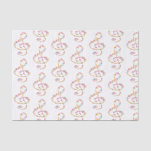 Papel De Seda clefs de triplo florais da música