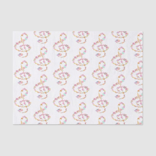 Papel De Seda clefs de triplo floral (Frente )