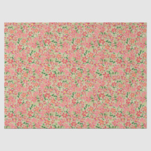Papel De Seda Clematis Pink, Red, Orange Floral Patterno em Taup
