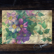 Clematis Vine Manuscrito Vivid Decoupage Ephemera