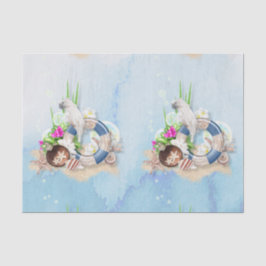 Papel De Seda Coastal Blue Cockatoo Floral