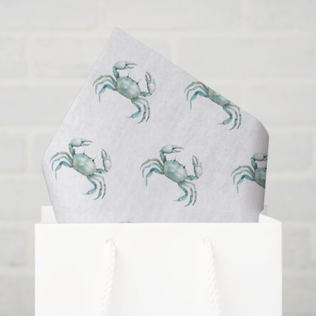 Papel De Seda Coastal Watercolor Crab (Sacola de presentes)
