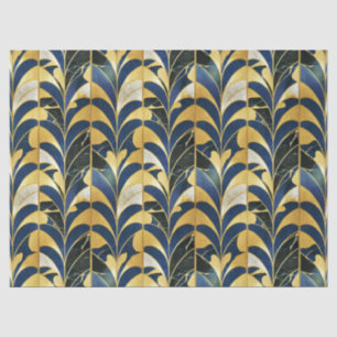 Papel De Seda Cobalto Blue e Dourado Art Deco Marble