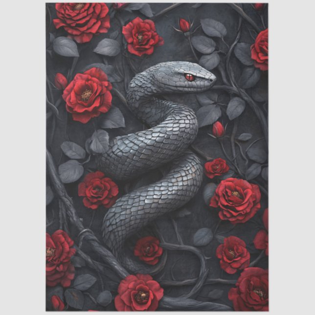 Papel De Seda Cobra e Rosas góticos (Frente )