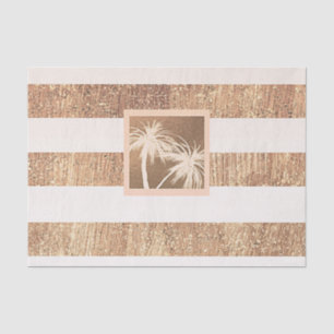 Papel De Seda Cobre & Creme Palmeiras Tropicais Moderno Brilho