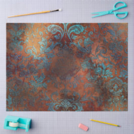 Papel De Seda Cobre Patina Rusted Damask