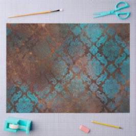 Papel De Seda Cobre Patina Rusted Damask