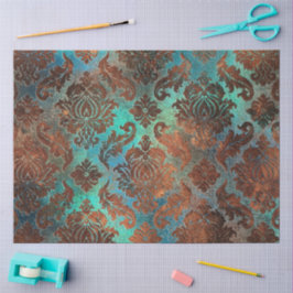 Papel De Seda Cobre Patina Rusted Damask