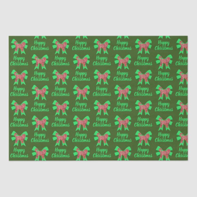 Papel De Seda Cockapoo Silhout Cão de Natal Vermelho e Arco Verd (Frente )