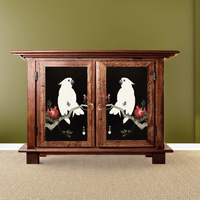 Papel De Seda Cockatoo e Pomegranato por Ohara Shōson (Criador carregado)