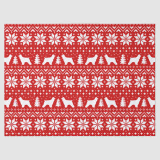 Papel De Seda Cocker Spaniel Silhouettes Padrão de Natal Vermelh
