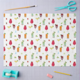 Papel De Seda Cocktails de Aquarela e Bebidas Festas