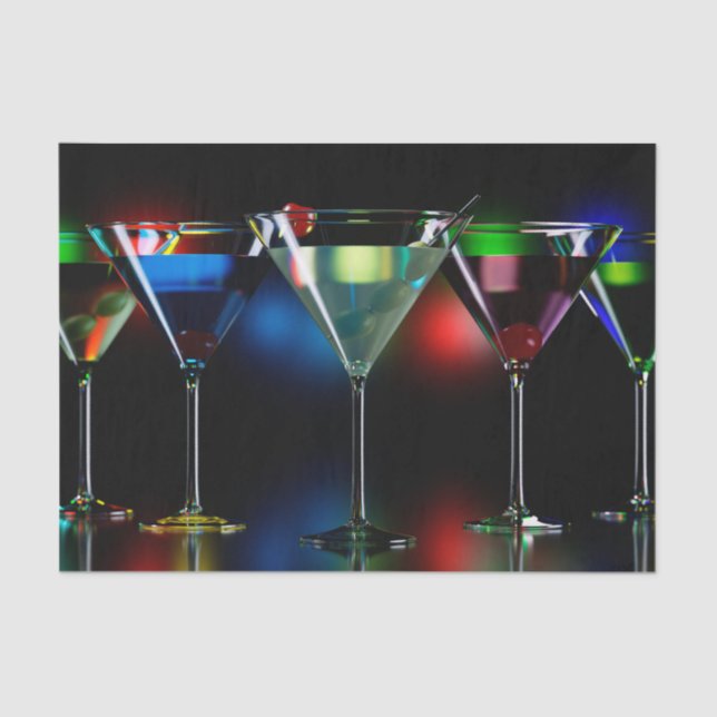 Papel De Seda Cocktails diferentes em óculos de martini com luze (Frente )