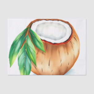 Papel De Seda Coco de Aquarela Fresco e Vibrante em Branco