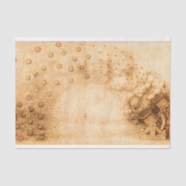Papel De Seda Codex Atlanticus, Canhões Atirando Bombas Explosiv (Frente )