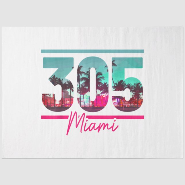 Papel De Seda Código de Área de Miami 305 - Prítico de Palmeiras (Frente )