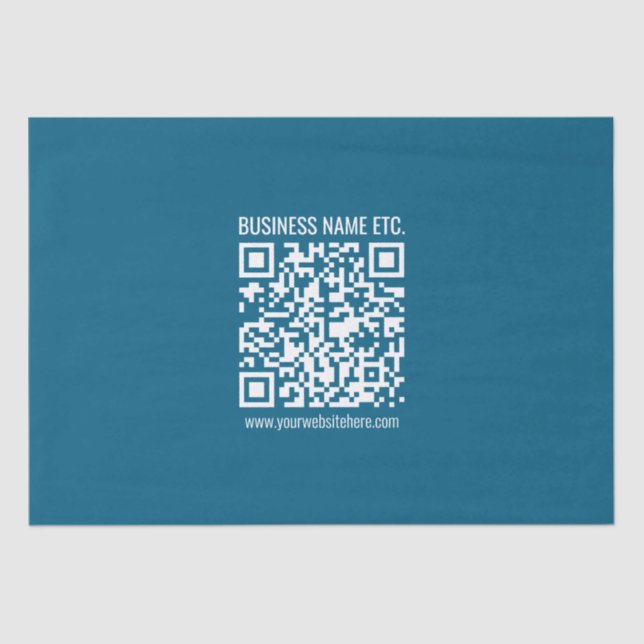 Papel De Seda Código QR azul oceânico editável (Frente )