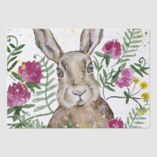Papel De Seda Coelhinho bonito em flores aquáticas