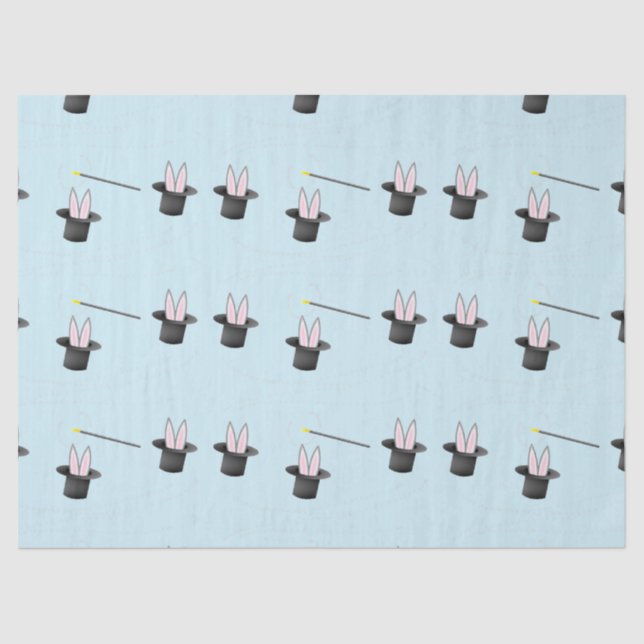 Papel De Seda Coelhinho com um chapéu com uva mágica azul (Frente )