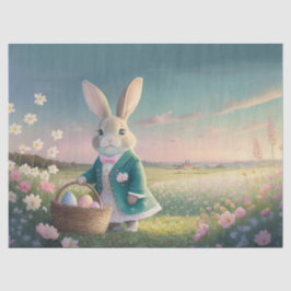 Papel De Seda Coelhinho de Páscoa bonito em jaqueta azul