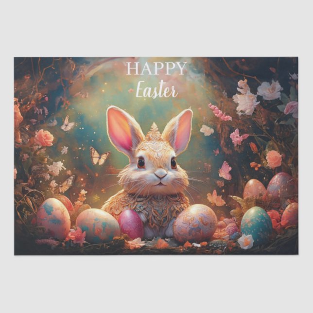 Papel De Seda Coelhinho felz pascoa com ovos de Páscoa (Frente )