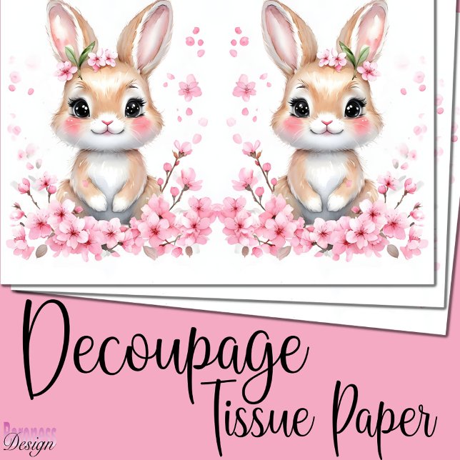 Papel De Seda Coelhinho fofo flores rosa (Criador carregado)