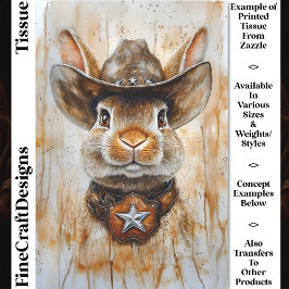Papel De Seda Coelhinho Xerife Cowboy no Chapéu DD5 Decoupagem