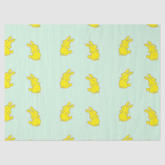 Papel De Seda Coelhinhos amarelos felizes no chalé (Frente )