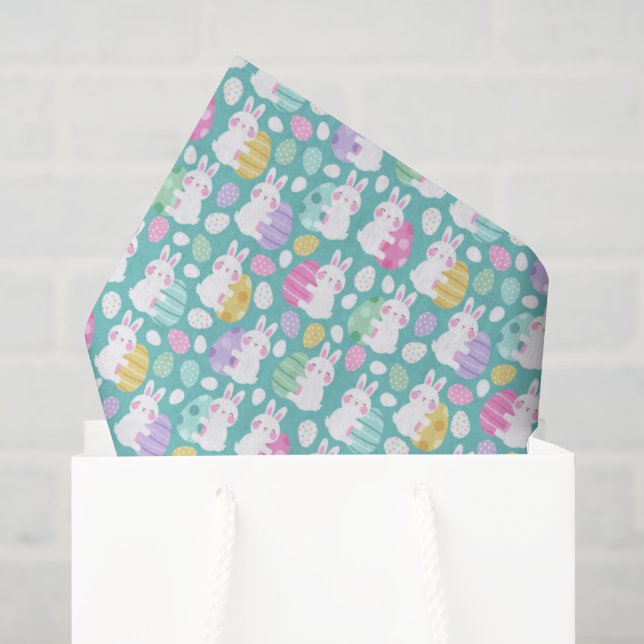Papel De Seda Coelhinhos da Páscoa Abraçando Ovos da Páscoa Padr (Sacola de presentes)