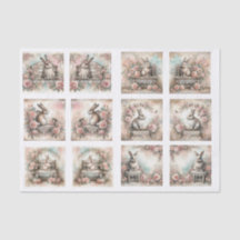 Coelhinhos de Páscoa em Pastel para Decoupage em O