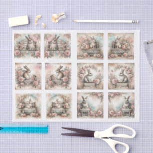 Papel De Seda Coelhinhos de Páscoa em Pastel para Decoupage em O