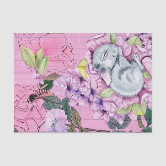 Papel De Seda Coelho-bebê adormecido e bonito (Frente )