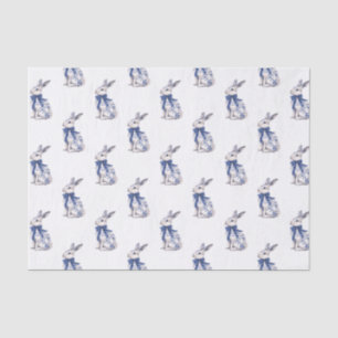 Papel De Seda Coelho Coelho Azul e Chinoiserie Branca