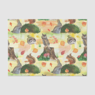 Papel De Seda Coelho da Madeira, coruja, esquilo, ouriço