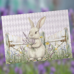 Papel De Seda Coelho da Páscoa com Cerca de Lavanda Harlequim Ro