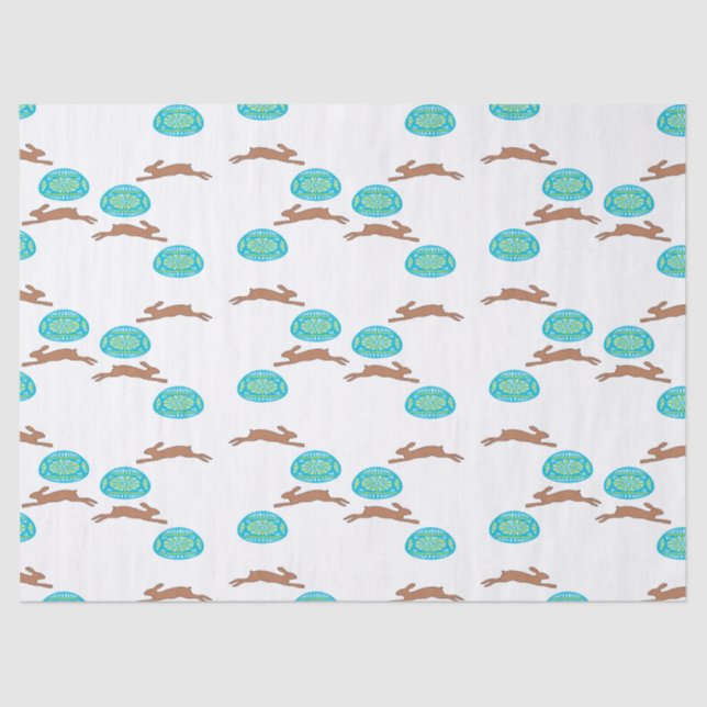 Papel De Seda coelho da Páscoa e ovos em branco (Frente )