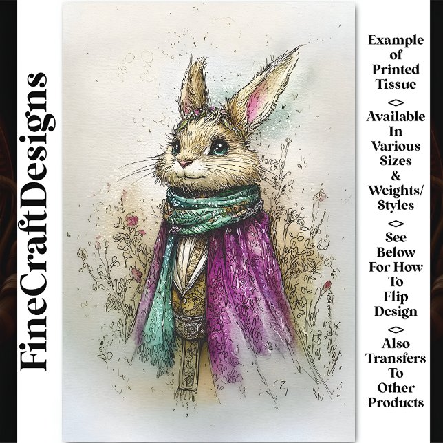 Papel De Seda Coelho de Aquarela, Escarf Verde, Decoupage BZ2 (Criador carregado)