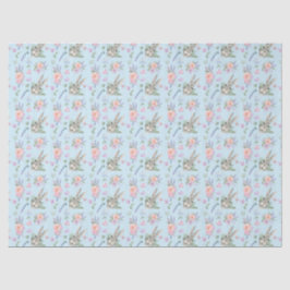 Papel De Seda Coelho de Páscoa Adorável Primavera Flor Pastel Az