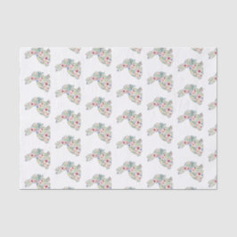 Papel De Seda Coelho de Páscoa com Flores Silvestres Rosa e Azul