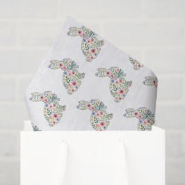 Papel De Seda Coelho de Páscoa com Flores Silvestres Rosa e Azul