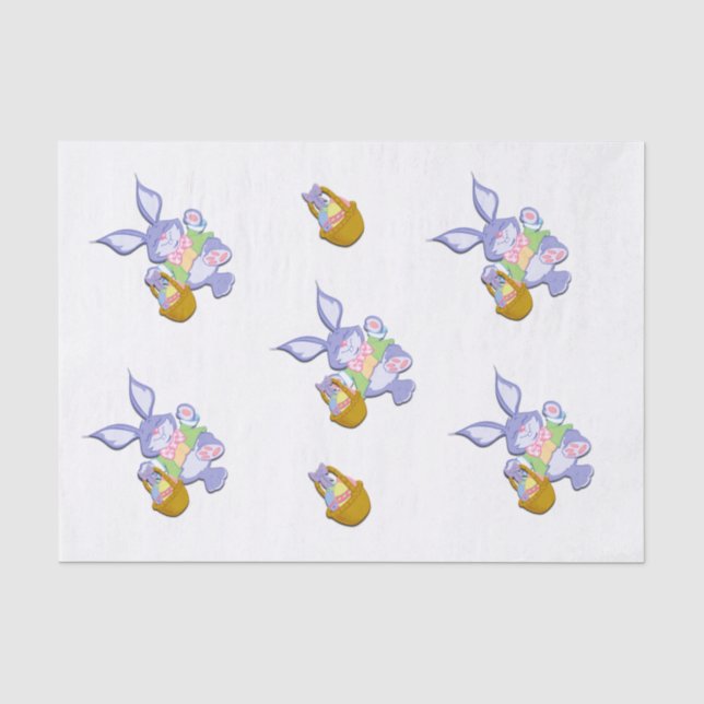 Papel De Seda Coelho de Páscoa Roxo Dançante Lavanda (Frente )