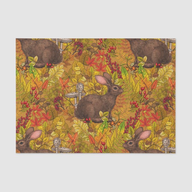 Papel De Seda Coelho do outono no ocre (Frente )